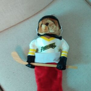 Hockey Bear Plush with Red Stocking